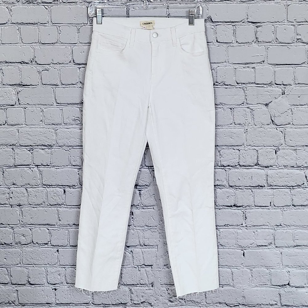 2/$50 L'Agence White Cropped Slim Fit High Rise Jeans Size 25